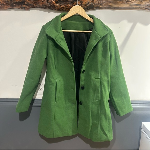 Green Button Down Pea Coat size M - Picture 4 of 12